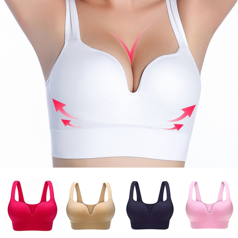 Fashion Bras For Women Plus Size Seamless Bra Cotton Breathable Underwear  Wireless With Pads Push Up Bra Plus Size Brown