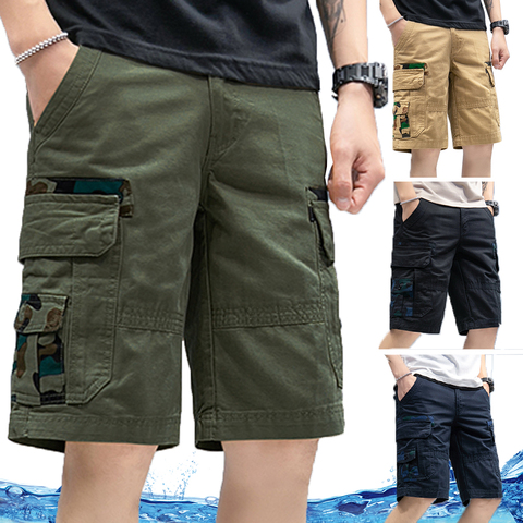 Mens Shorts Cargo Cotton Shorts Men Summer Short Pants Military Pants Knee Length Outdoor Tactical Casual Khaki Shorts Men 2022 ► Photo 1/6