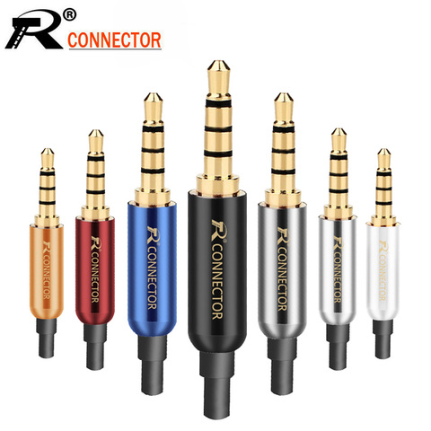 100pcs/lot 4 Poles Stereo 3.5mm Male Connector + Tails Cooper Tube Gold Plated Plug Jack 3.5mm Wire Connector Earphone DIY ► Photo 1/6