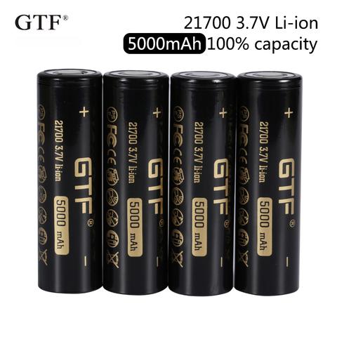 2022 New GTF 21700 5000mAh 100% capacity 3.7V Li-Ion Rechargeable Battery for Flashlight flat head batteries ► Photo 1/6