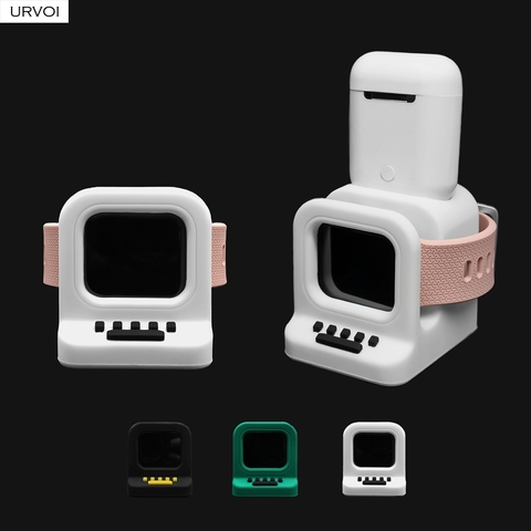 URVOI silicone stand for apple watch holder WatchOS keeper 2 in 1 home charging dock for iWatch classic MAC design for airpods ► Photo 1/6
