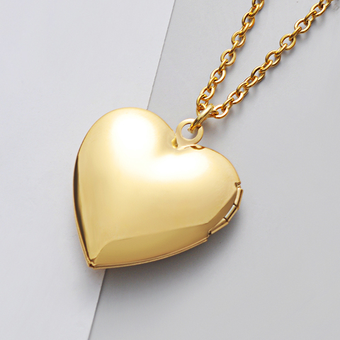 3pcs/lot Mirror Polish Stainless Steel Necklace Heart Photo Frame Memory Locket Pendant Necklaces 45/50/60cm ► Photo 1/6