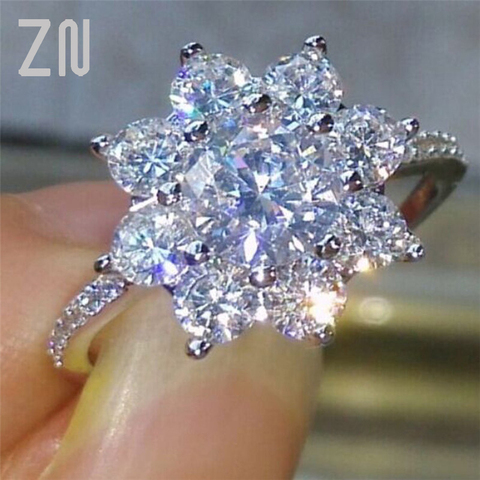 ZN Jewelry Fashion Snowflake White Zircon Ring For Women Engagement Rings wedding Heart Flower Rings Party Rings ► Photo 1/5