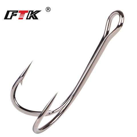 FTK 10-20pcs Double Hook Frog Lure Fishing High Carbon Steel Hook 3/0-6# Fly Tying Worm Silicone Bait Double Fishing Hook ► Photo 1/6