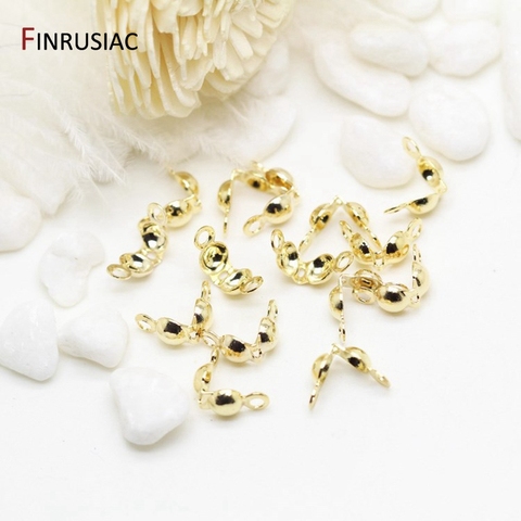 3mm/4mm Calotte Crimp Bead Tip Knot Cover Supplies For Jewelry 14K Gold Plated Connector Clip Clasp Fittings Component ► Photo 1/3