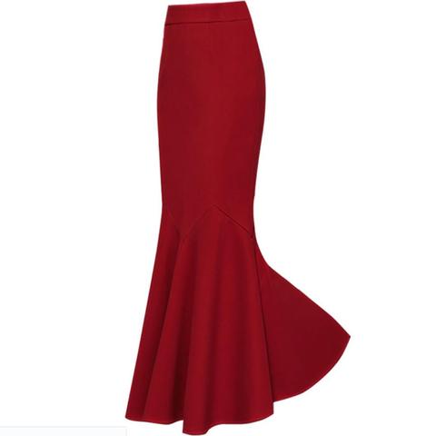 plus size 3XL!autumn winter warm ol mermaid woolen skirt women high waist elastic ankle length trumpet skirt ► Photo 1/5