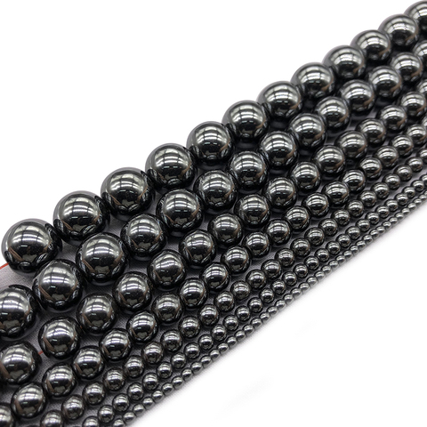 Natural Stone Black Hematite Round Loose Beads For Jewelry Making DIY Bracelet 2 3 4 6 8 10 12MM 15