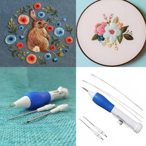 Embroidery Pen Magic Embroidery Pen DIY Crafts Magic Embroidery Pen Set DIY 3 Interchangeable Punch Needle Sewing Accessories ► Photo 1/6