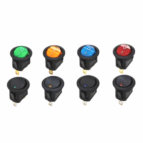 ON/OFF Round Rocker Switch Dot Light LED illuminated Car Dashboard Dash Boat Van 12V 220V Oblate circle Skip switch ► Photo 1/6