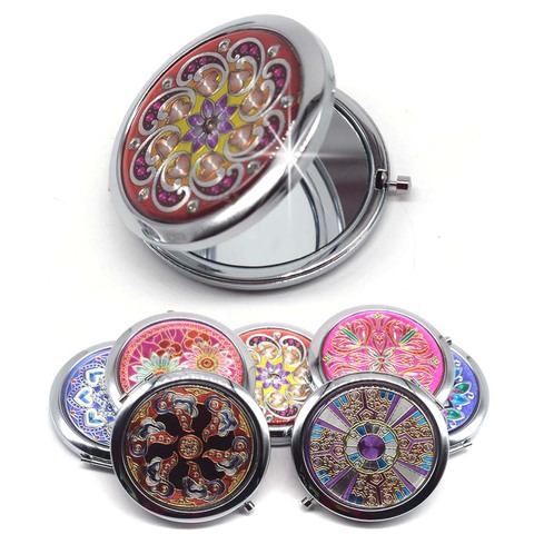 Portable Foldable Pocket Metal Makeup Compact Mirror Woman Cosmetic Mini Beauty Normal Magnifying Mirror Double Sides Mirrors ► Photo 1/6