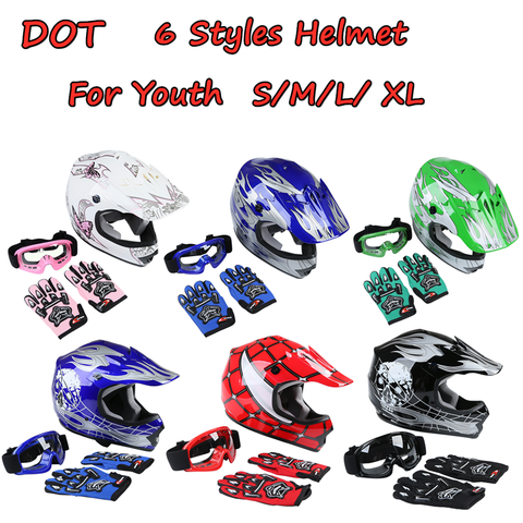 Youth Kids Child Adult Helmet ATV Dirt Bike Motocross Motorcycle Off-Road Bicycle Cycling Outdoor Full Face Goggle Gloves ► Photo 1/6
