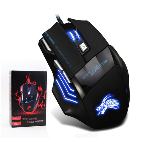 USB Wired Gaming Mouse 7 Buttons 5500 DPI Adjustable LED Backlit Optical Computer Mouse Gamer Mice For PC Laptop Notebook ► Photo 1/6