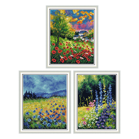 Beautiful Flowers Cross Stitch Flowers Patterns 14CT 11CT Counted Printed Canvas DMC DIY Embroidery Chinese Style Needlework Set ► Photo 1/6