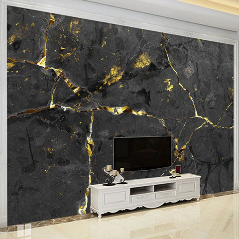 Custom 3D Mural Wallpaper Luxury Black Golden Marble Pattern Photo Living Room Sofa TV Background Waterproof Papel De Parede 3D ► Photo 1/6