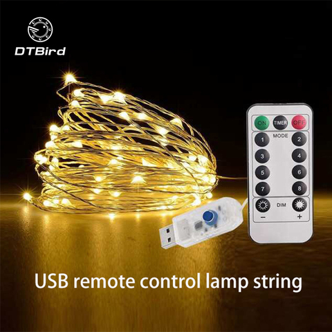 USB remote control 8 function copper wire lamp string Christmas wedding bedroom decoration 10m 100 light silver wire lamp ► Photo 1/6