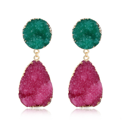Bijoux Green Red Wedding Druzy Resin Earrings Drop Earrings For Women Jewelry Statement Pendientes Mujer Moda 2022 Ohrringe ► Photo 1/6