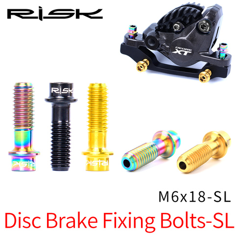 RISK 4pcs/box Mountain Bike Bicycle Hollowed Out M6x18 SL Disc Brake Caliper Fixing Bolts SL XT Screw Titanium Alloy ► Photo 1/6