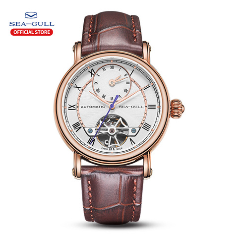 SEA-GULL Business Watches Men's Mechanical Wristwatches Week Calendar 50m Waterproof Leather Valentine Male Watches 819.11.6041 ► Photo 1/6