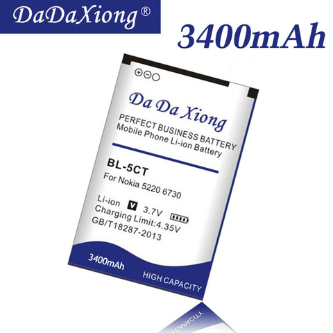 Da Da Xiong 3400mAh BL5CT BL-5CT BL 5CT Li-ion Phone Battery for Nokia 5220 C3-01 C6-01 6730c C5 C5-00 6303C/5220XM Battery ► Photo 1/1