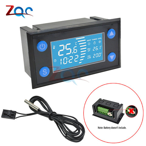 W1213  AC 110 -220V Smart Temperature Controller LCD Digital Thermostat Timer Sensor Probe Cool Heat Mode for Incubator Aquarium ► Photo 1/6