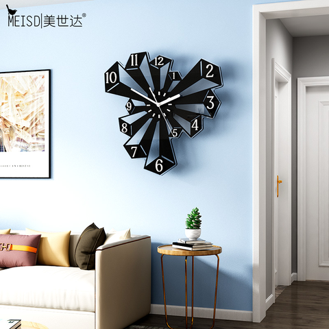 MEISD Modern Design Large Clock Creative Watch Wall Art Draw Quartz Silent Black Clocks Hanging Horloge Home Decor Free Shipping ► Photo 1/6