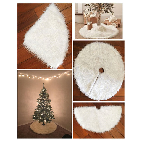 1pc White Plush Christmas Tree Fur Carpet Merry Christmas Decorations for Home Natal Tree Skirts New Year Decoration navidad ► Photo 1/6