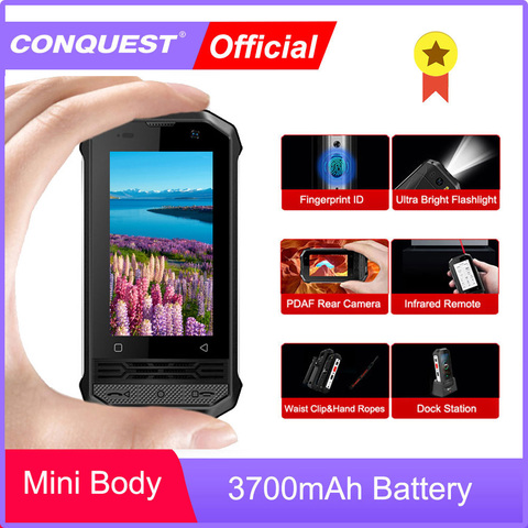 CONQUEST F2 Mini IP68 Waterproof NFC Rugged Mobile Phone celular Fingerprint Android LTE Cheap Cell phone Cellphone Smartphone ► Photo 1/6
