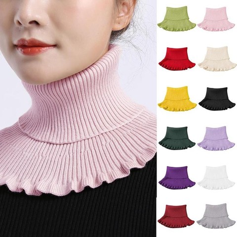 Knitted Fake Collar Scarf With Wooden Ears Women Turtleneck Knitted False Fake Collar Detachable Scarf Winter Windproof ► Photo 1/5