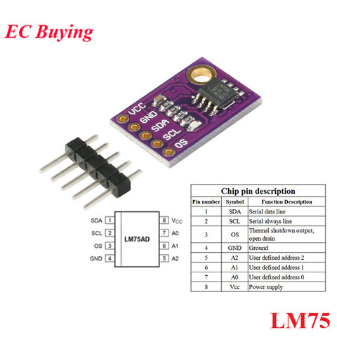 LM75 LM75A Sensor Module Temperature Sensors High Speed I2C IIC Interface High Precision LM75AD ► Photo 1/6