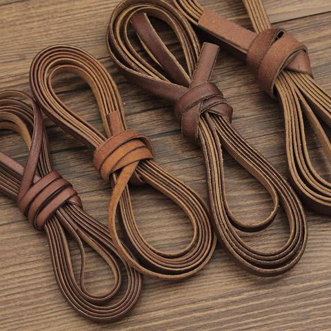 2m Vintage 100% Genuine Cowhide Leather Cord Strip Round/Flat Rope String DIY Bracelet Necklace Braided Craft Jewelry Making ► Photo 1/6