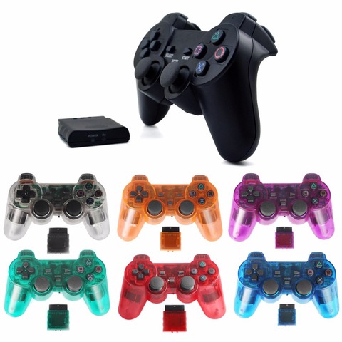 Transparent Color  Wireless Gamepad For Sony PS2  2.4G Vibration Joystick Blutooth Controller For Playstation 2 Joypad ► Photo 1/6