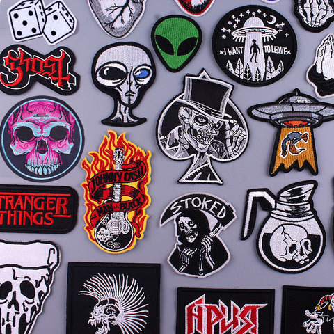 Band Rock Music Punk Badges Iron On Patches Appliques Embroidered Stripes  DIY