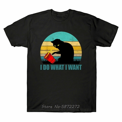 I Do What I Want Cats Lovers Retro Vintage Men'S T Shirt Short Sleeve Cotton Tee New Unisex Funny Tops TShirt ► Photo 1/2