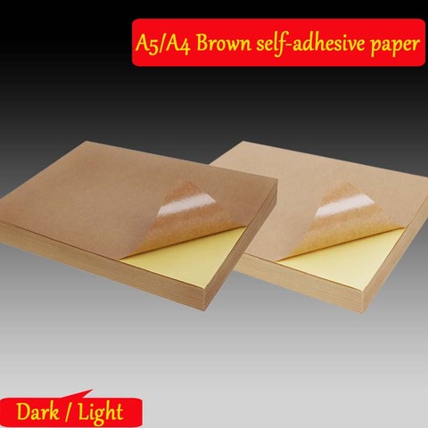 20 50 Sheets 80g A4 A5 Brown Kraft Paper Self Adhesive Sticker printing labels for Inkjet Laser Printing Copier Craft Paper ► Photo 1/5