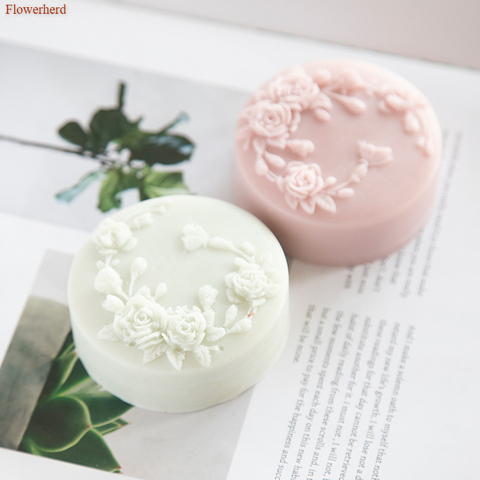 Round Handmade Flower Pattern Soap Mold Bathroom Supplies Soap Silicone Mold Soap Making Tools DIY Fondant Cake Chocolate Mold ► Photo 1/5