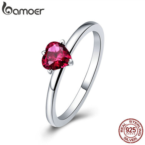 BAMOER 3 Colors Authentic 100% 925 Sterling Silver Ring Love Heart Ring Original Wedding Jewelry  Gift For Mother PA7107 ► Photo 1/6