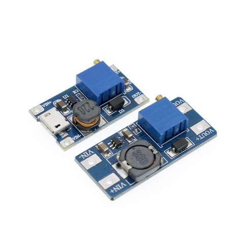 MT3608 DC-DC Adjustable Boost Module 2A Boost Plate Step Up Module with MICRO USB 2V-24V to 5V 9V 12V 28 ► Photo 1/6