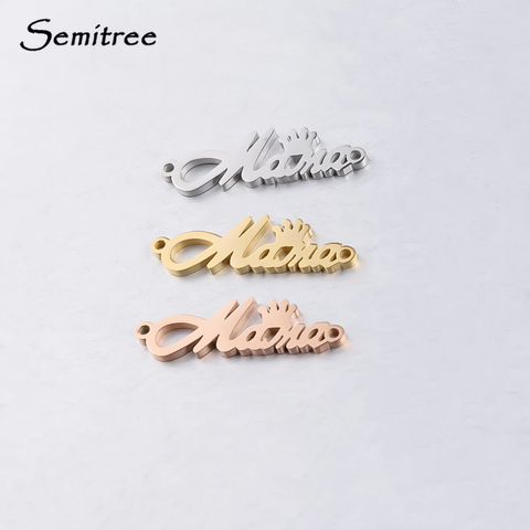 Semitree 5pcs Stainless Steel Crown Mama Mother's Day Necklace Pendant Charms Fine Polishing for DIY Jewelry Making Supplies ► Photo 1/4