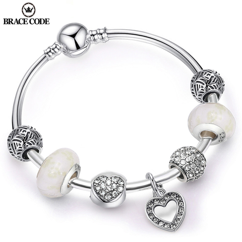 Sonykifa Heart Crystal Beads Charm Bracelets For Women Brand Bracelet & Bangles Statement Jewelry Valentine's Day Dropshipping ► Photo 1/6
