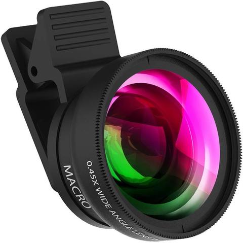 new4K HD Super 12.5X Macro Lens for Smartphone Anti-Distortion 0.45X Wide Angle Lens Optical Glass Mobile Phone Camera Lente Kit ► Photo 1/6