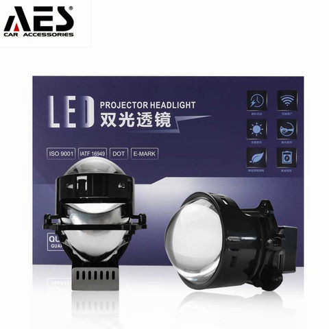 AES Free Shipping 2PC 3.0inch A14 LED Projector Lens 4000LM 6000K LED Headlight Car Accessories Retrofit Headlamp ► Photo 1/6