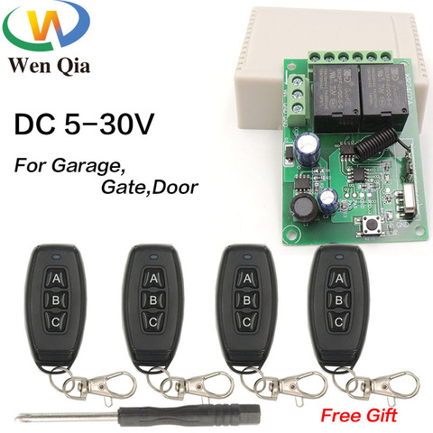 433Mhz RF Wireless DC 5~30V 2CH 10A Receiver Remote Control Switch Universal Transmitter For Garage Gate LED Motor Sliding Door ► Photo 1/6