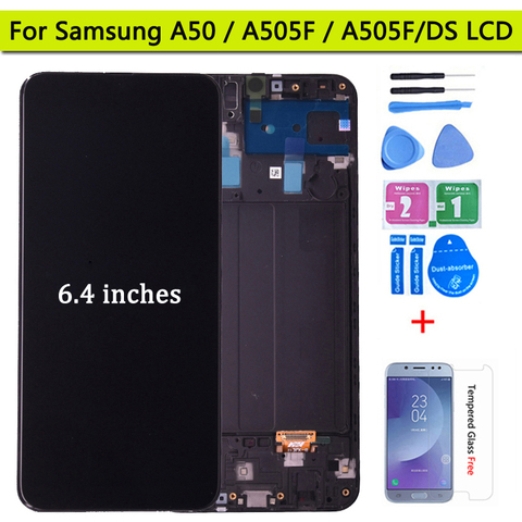 For Samsung Galaxy A50 SM-A505FN/DS A505F/DS A505 LCD Display Touch Screen Digitizer With Frame For Samsung A50 lcd ► Photo 1/6