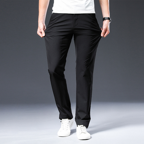 BROWON 2022 New Arrival Men's Pant Spring Summer Breathable Solid Color Mid Straight Loose Men Trousers Plus Size 42 ► Photo 1/6