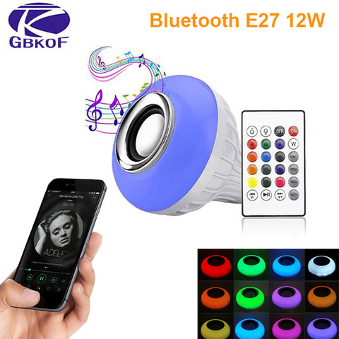 Lampada Bluetooth Com Led Rgb Musica 12w + Controle Remoto - AliExpress