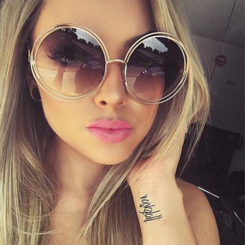 Vintage Round Big Size Oversized lens Mirror  Sunglasses Women Brand Designer Metal Frame Lady Sun Glasses  Lady Cool Retro ► Photo 1/6