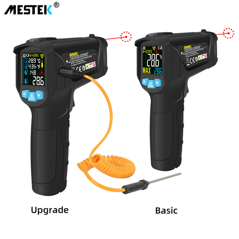 MESTEK Infrared Thermometer -50~800C Digital Humidity Meter Hygrometer 12 Point Temperature Test Area IR Laser Thermometer ► Photo 1/6