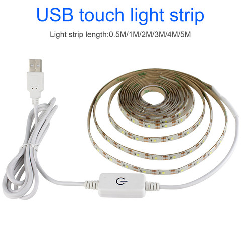 1 - 5M Super Bright SMD2835 Dimmable 5V Led  tape Dimmable Touch Sensor  Cool white/ warm white  DC USB  Strip Flexible light D4 ► Photo 1/6
