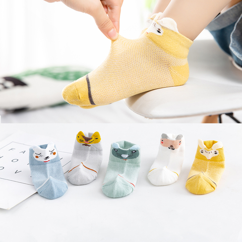 5Pairs/lot 0-2Y Baby Socks Summer Cotton 3D Cartoon Animal Kids Socks Girls Mesh Cute Newborn Boy Toddler Socks Baby ► Photo 1/6