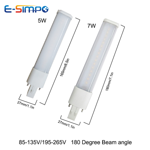 5W 2G7 2GX7 LED Horizontal Plug Lamp Bulb CFL PL-S 9W 13W Equivalent 180 Degree AC85-135/195-265V Indoor Replacement LED light ► Photo 1/6